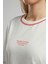 Karbe Kadın %100 Pamuk O Yaka T-Shirt Ekru-K 4