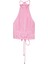 Halter Yaka Sırtı Bağlamalı Pileli Crop Bluz - Pembe Pembe - S 1