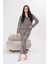 Pamuklu Düğmeli Gömlek Yakalı Pijama Takım Leopar Baskılı 1