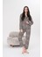 Pamuklu Düğmeli Gömlek Yakalı Pijama Takım Leopar Baskılı 2