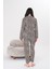 Pamuklu Düğmeli Gömlek Yakalı Pijama Takım Leopar Baskılı 3