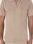 Erkek Bej Regular Fit Apaş Yaka Örme Gömlek 50306181-VR011 6