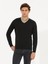 Erkek Siyah Slim Fit V Yaka Basic Triko Kazak 50211259-VR046 5