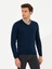 Erkek Lacivert Slim Fit V Yaka Basic Triko Kazak 50211259-VR033 3