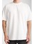 Iki Iplik Kumaş Pamuklu Bisiklet Yaka Basic Oversize Erkek T-Shirt - Ekru 2