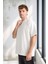 Iki Iplik Kumaş Pamuklu Bisiklet Yaka Basic Oversize Erkek T-Shirt - Ekru 4