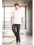 Iki Iplik Kumaş Pamuklu Bisiklet Yaka Basic Oversize Erkek T-Shirt - Ekru 5
