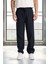 Önü Çift Pileli Fermuarlı Beli Lastikli Jogger Erkek Pantolon - Lacivert 1