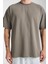 Iki Iplik Kumaş Pamuklu Bisiklet Yaka Basic Oversize Erkek T-Shirt - Kapari 2