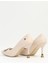 Krem Ince Topuk Kadın Abiye Ayakkabı PC-54025 Z 1