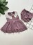 Dantel Yaka Detaylı Şortlu Kız Bebek Mor Elbise 1