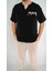 Oversize Otantik Cep Detaylı Muslin Siyah T-Shirt 1