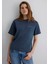 Mv Baskılı Koyu Lacivert Kadın T-Shirt M1613148-70500 1