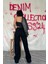 Siyah Yüksek Bel ve Geniş Paça Jeans Pantolon 3