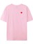 Unısex Kırmızı Kalp Baskılı Pembe Tshirt 1