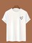 Unısex Kalp Baskılı Oversize Beyaz Tshirt 1