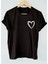 Unısex Kalp Baskılı Oversize Siyah Tshirt 1