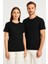 Larınna Unisex Slim Fit Dar Kesim Yumuşak Dokulu Siyah Bisiklet Yaka Basic Tişört Pamuklu 5