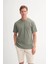 Bisiklet Yaka Açık Haki Erkek T-Shirt 4121 2