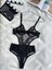 Çiçek Desenli Siyah Bodysuit 1