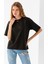 Kadın Bisiklet Yaka Kroche Aksesuarlı T-Shirt Siyah - 25779 1