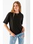 Kadın Bisiklet Yaka Kroche Aksesuarlı T-Shirt Siyah - 25779 5