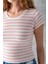 Kadın Bisiklet Yaka Kısa Kollu Çizgili Body Pembe – 25506 4