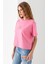 Kadın Bisiklet Yaka Baskılı %100 Pamuklu T-Shirt Pembe - 925024 4