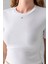 Kadın Bisiklet Yaka A Aksesuarlı Crop T-Shirt Beyaz - 25792 3