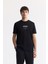 Erkek Siyah Bisiklet Yaka Baskılı Bi-Stretch İnterlok Regular Fit T-Shirt A51Y1140 1