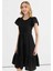 O Yaka Desenli Siyah Standart Kadın Elbise 25YSL7622 2