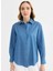 Polo Yaka Taşlı Indigo Kadın Bluz 25YSL8161 2