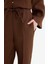 %100 Keten Straight Fit Esnek Belli Cepli Pantolon D4388AX25SM 5