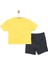 Erkek Bebek Tişört-Şort 2li Takım Varsity Bisiklet Yaka Reçme Paça Kısa Kol Hardal 2