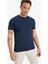 Slim Fit Dar Kesim Bisiklet Yaka Esnek Kumaş Kısa Kollu Tişört E2635AX25SM 3