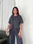 Osy Modal Yumuşak Dokulu Kumaş Bisiklet Yaka T-Shirt Bol Paça Pantalon Ikili Takım -Antrasit 4