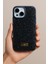 Apple iPhone 13 - 14 - 15 Kılıf Elmas Tasarımlı Lacivert Taşlı Işıltılı Pırlanta Silikon Kapak 1