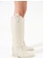 Kora Krem Deri Kadın Gizli Topuk Çizme 2