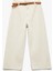 Kemer Detaylı Cepli Düğmeli Kısa Geniş Paça Pantolon - Crop Wide Leg Jean 1