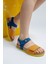 Unisex Çocuk Sarı-Saks Hakiki Deri Mantar Tabanlı Günlük Çocuk Sandalet 4