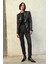 Issa Slim Fit Yüksek Bel Kaplamalı Siyah Kadın Jean Pantolon 2
