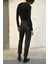 Issa Slim Fit Yüksek Bel Kaplamalı Siyah Kadın Jean Pantolon 4