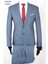 Slim Fit Iki Düğme Sivri Yaka Çift Yırtmaç Tokalı Pantolon Blue Gray Drop 6 Takım Elbise 1