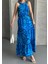 Desenli Halter Yaka Maxi Elbise 5