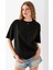 Kadın Bisiklet Yaka Kalp Aksesuarlı T-Shirt Siyah - 25773 7