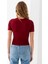 Kadın Bisiklet Yaka A Aksesuarlı Crop T-Shirt Bordo - 25792 8