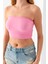 Kadın Straplez Yaka Fitilli Crop Pembe - MS0000245 6
