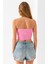 Kadın Straplez Yaka Fitilli Crop Pembe - MS0000245 8
