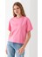 Kadın Bisiklet Yaka Baskılı %100 Pamuklu T-Shirt Pembe - 925024 7