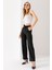Kadın Beli Lastikli Kuşaklı Bol Paça Pantolon Siyah - 241108 6